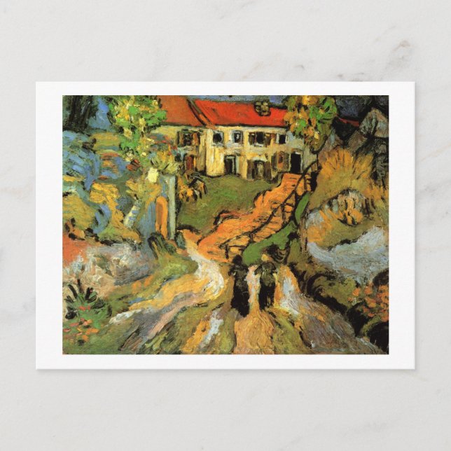 Village Street Steps Two Figurer Van Gogh Fine Art Vykort (Framsida)
