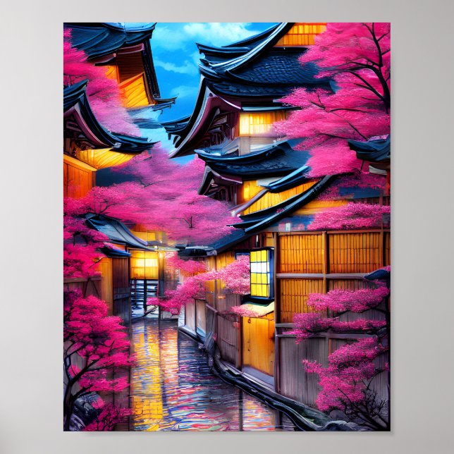 Village Surroround by Cherry Blommars Poster (Framsidan)