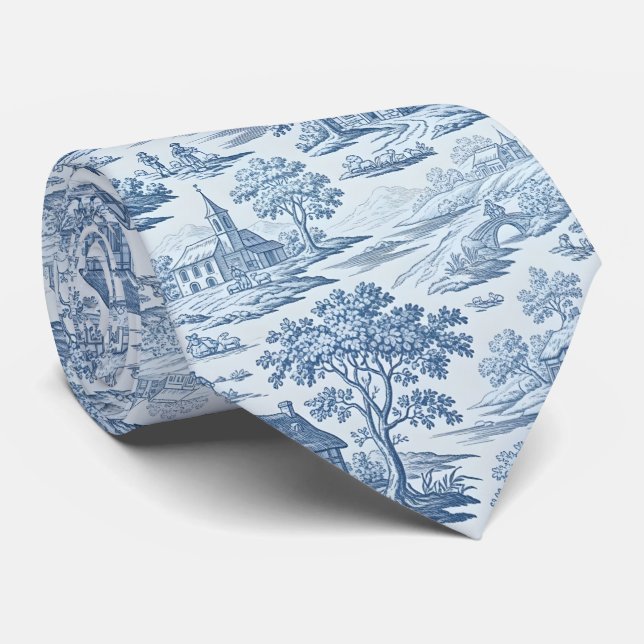 Village Toile de Jouy in Blue Slips (Rullad)