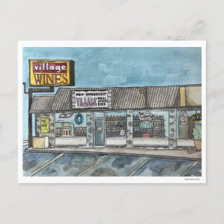 Village Vin Handmålat vykort