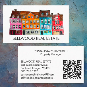 Village Watercolor Real Gods Broker Agent QRCode Visitkort