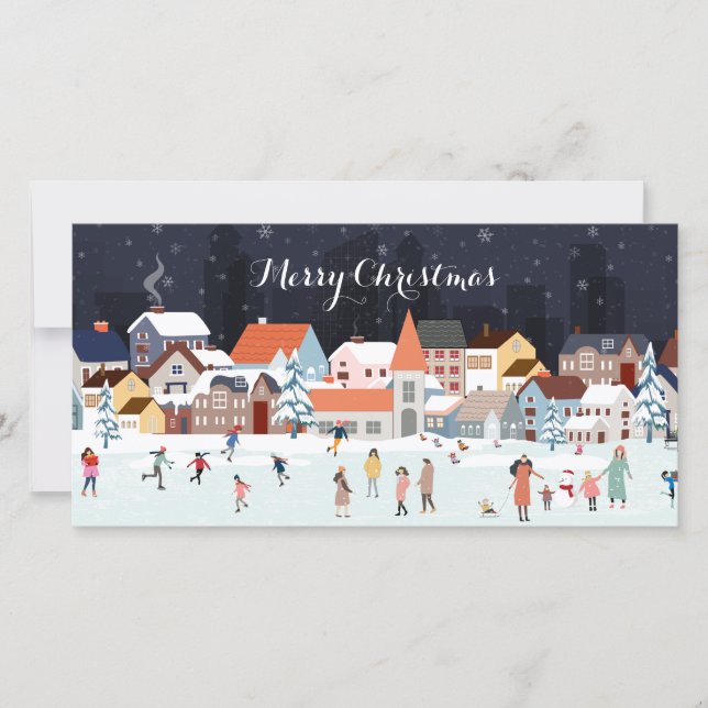 Village Winter-julscenen med Photo (Framsida)