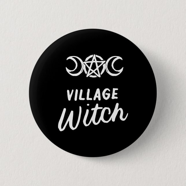 Village Witch Funny Halloween Wicca Wiccan Witchcr Knapp (Framsida)