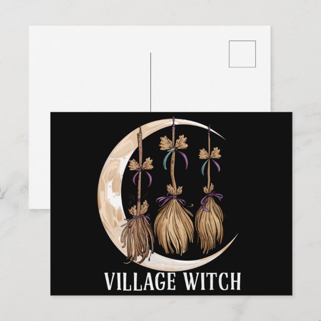 Village Witch Gothic Occult Wicca Pagan Nature Vykort (Fram/baksida)