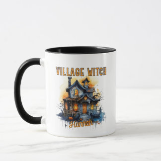 Village Witch Spooky Haunted House Halloween Mugg