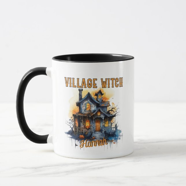 Village Witch Spooky Haunted House Halloween Mugg (Vänster)