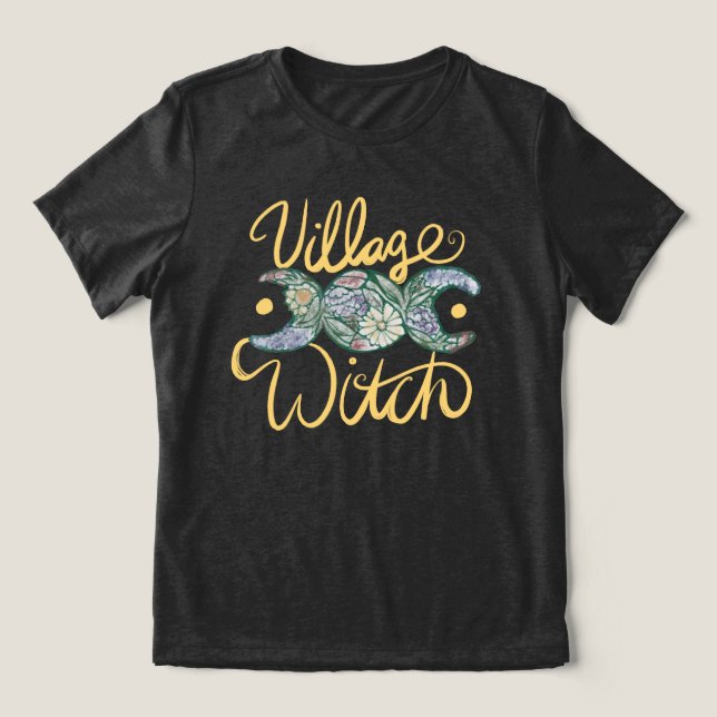Village Witch Triple Måne Goddess Symbol T Shirt (Design Framsida)