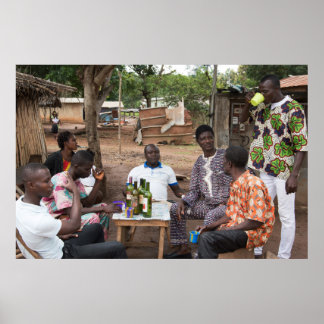 Villagers drinking palm wine poster