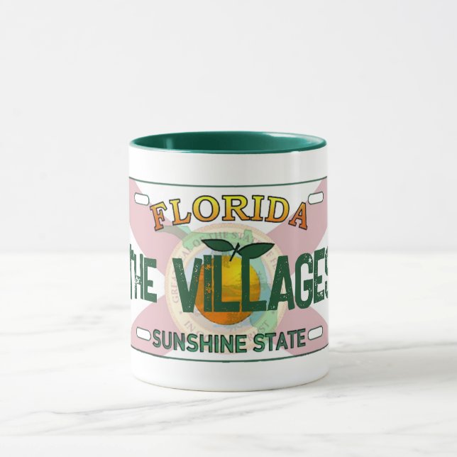 Villages Florida flagga registreringsskylt mugg (Center)