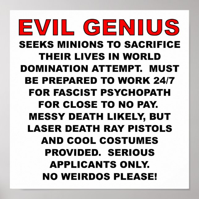 Villain want Ad Funny Poster (Framsidan)