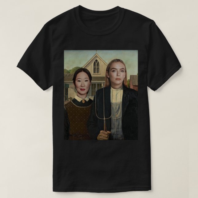 Villanelle och Kväll American Gothic Killing Kväll T Shirt (Design framsida)