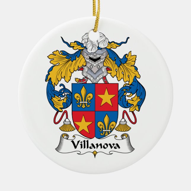 Villanova familjvapensköld julgransprydnad keramik (Framsidan)