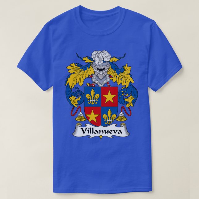 Villanueva Jackar om Arm Family Crest T Shirt (Design framsida)