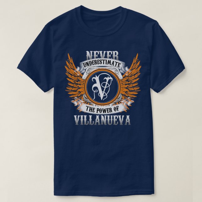 Villanueva Namn Shirt underskattar aldrig Powe T (Design framsida)