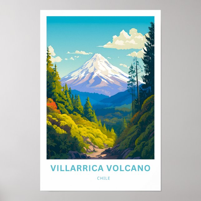 Villarica Volcano Chile Travel Skriv ut Poster (Framsidan)