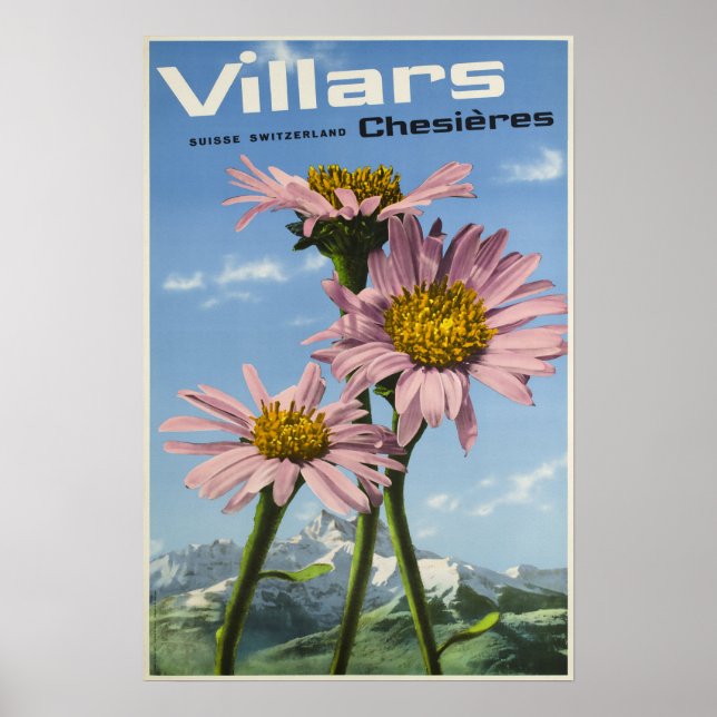 Villars, schweiziska Alpernor, skidPoster Poster (Framsidan)