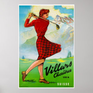 Villars, schweiziska Alpernor, skidPoster Poster