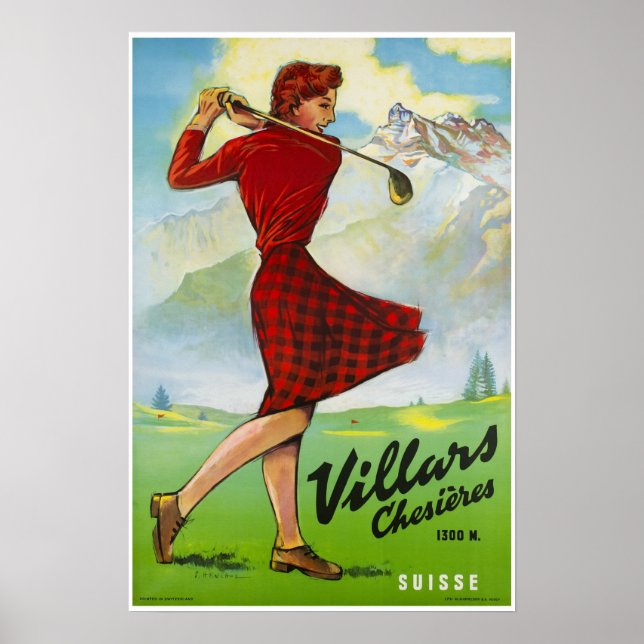 Villars, schweiziska Alpernor, skidPoster Poster (Framsidan)