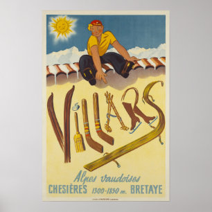 Villars, schweiziska Alpernor, skidPoster Poster