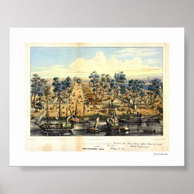Ville de Sacramento, 1849. Poster (Framsidan)