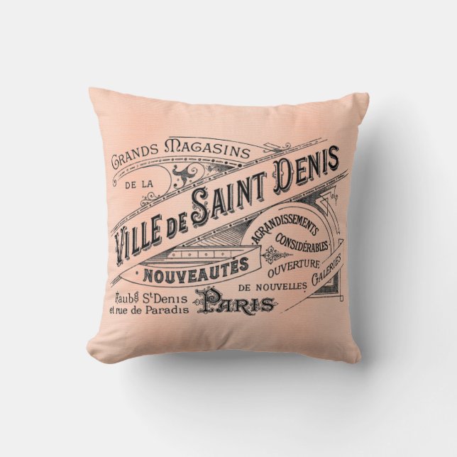 Ville de Saint Denis Fransk Antique Art Pillow Kudde (Framsida)