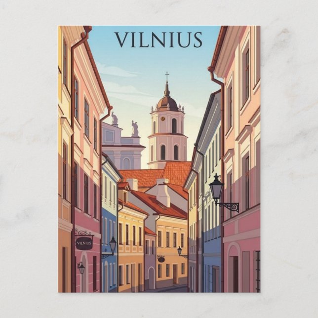 Vilnius Gamla Stan Litauen Resa Vykort (Framsida)