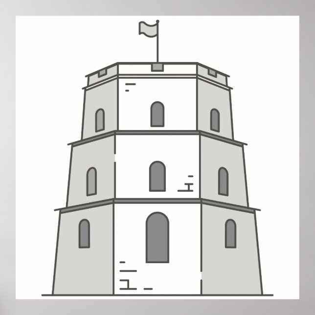 Vilnius Gediminas torn World Landmarks Poster (Framsidan)