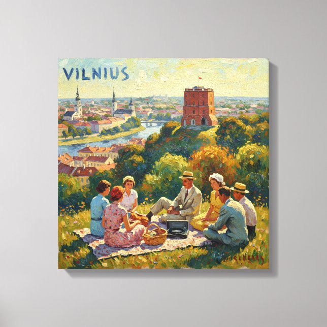 Vilnius hösttoppen Picknick Utsikt Canvas Konst (Framsida)