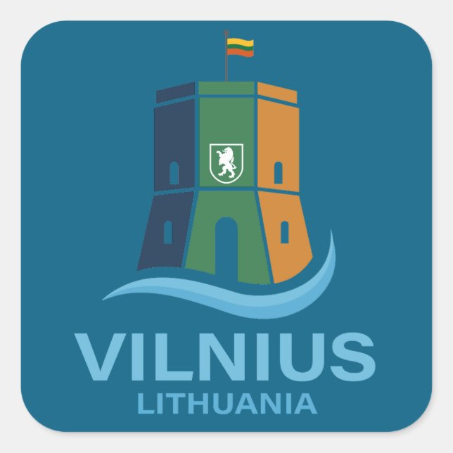 Vilnius Litauen Fyrkantigt Klistermärke (Framsida)