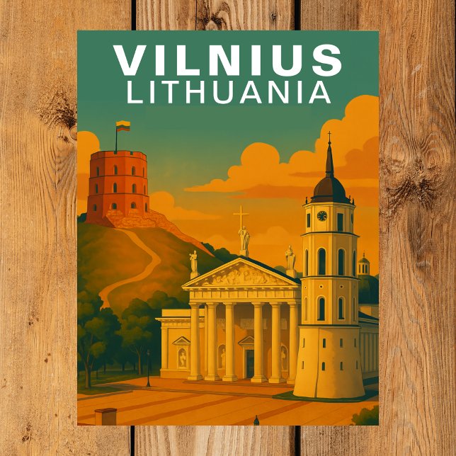 Vilnius, Litauen Hilltop Tegel Torned Resa Vykort (Vilnius, Lithuania Hilltop Brick Tower Travel Postcard)