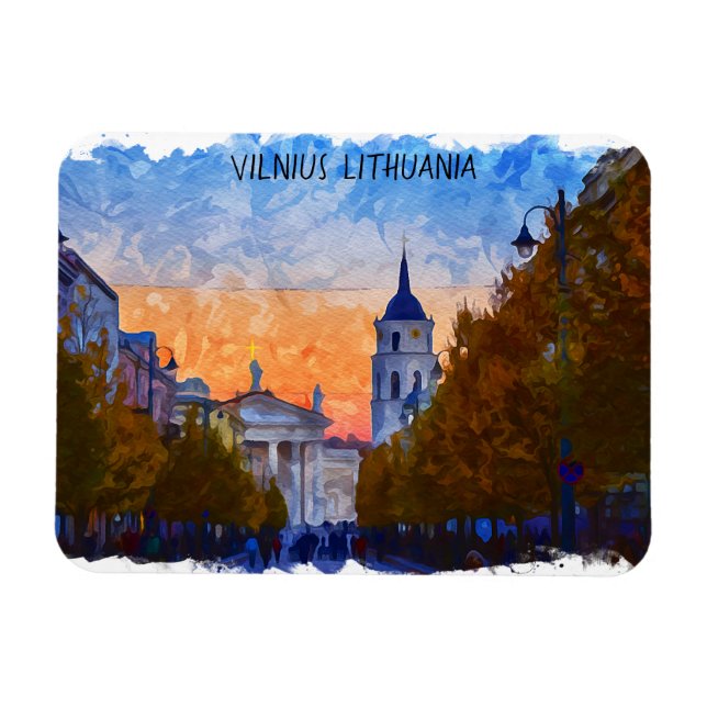 Vilnius Litauen Panorama View Magnet (Horisontell)