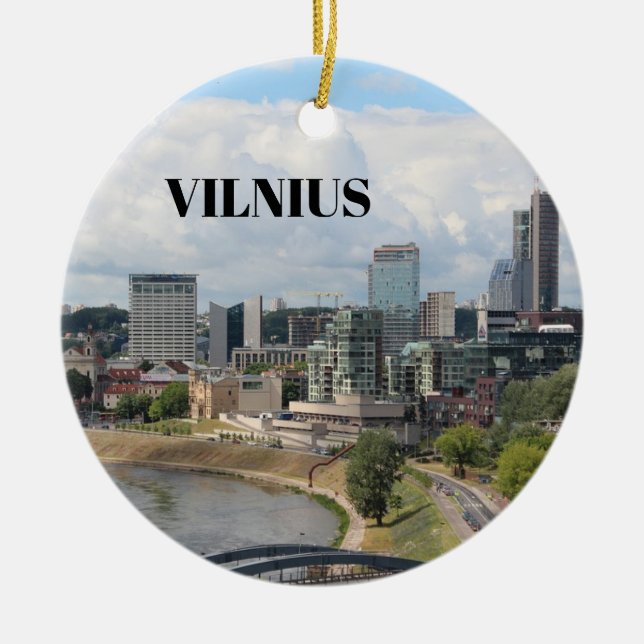 Vilnius Litauen Panoramisk jul Ornamet Julgransprydnad Keramik (Framsidan)
