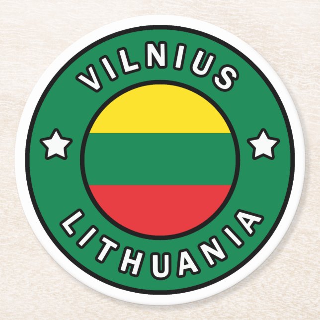 Vilnius Litauen Underlägg Papper Rund (Framsidan)