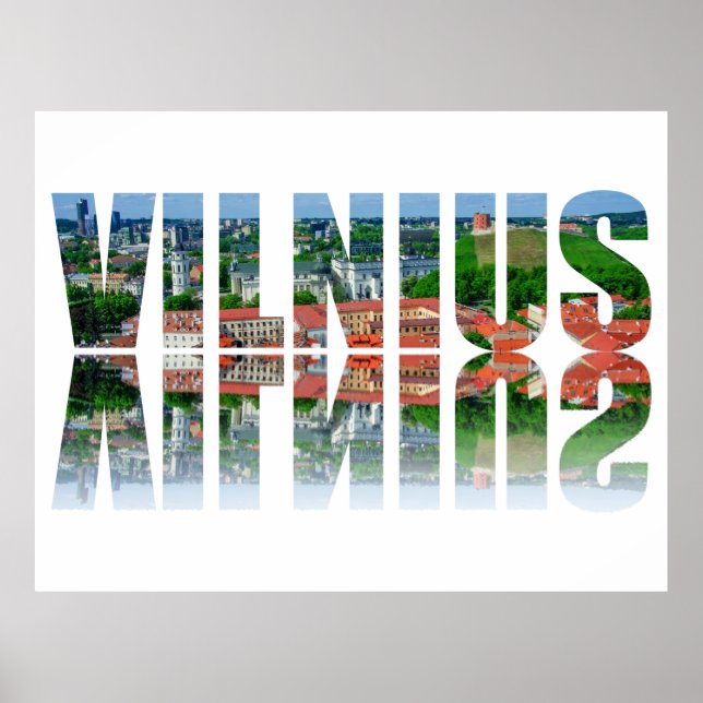 Vilnius text med reflektion poster (Framsidan)
