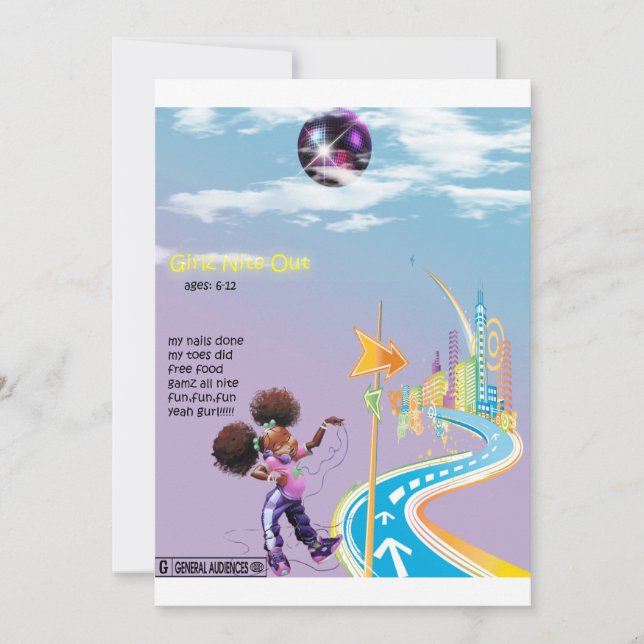 Vilo över för flickor Inbjudan kort (Framsida)