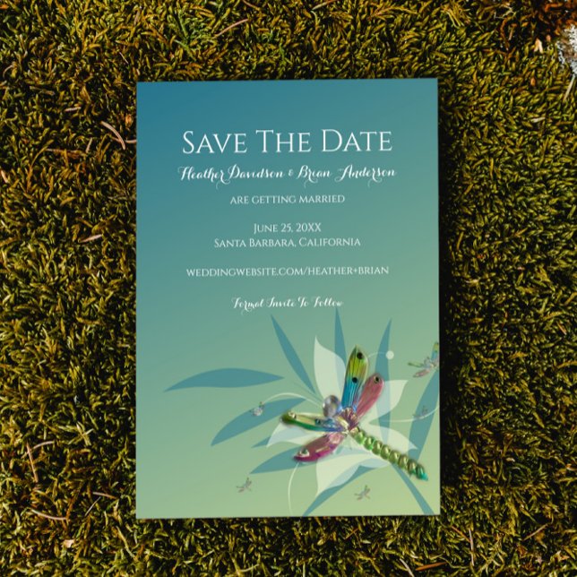 Viloande Trollslända Spara Datum Annonsering Datumet (Resting Dragonfly Save the Date Wedding Announcement)