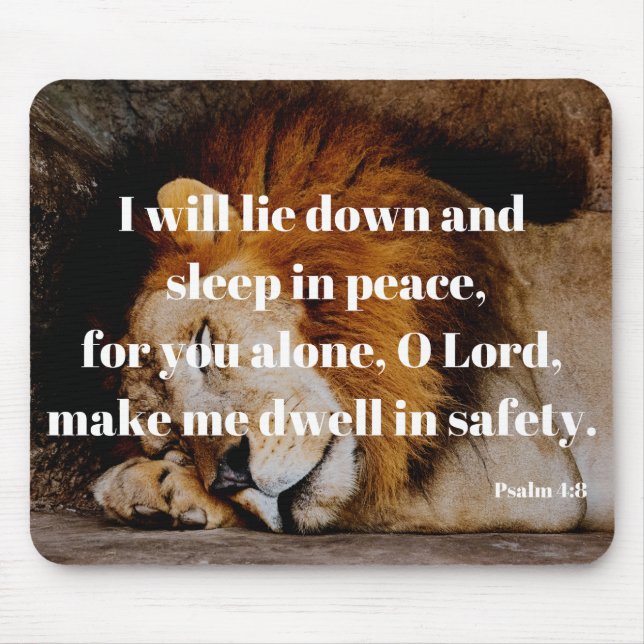 Viloläge i Bible Verse Psalm 4:8 Musmatta (Framsidan)