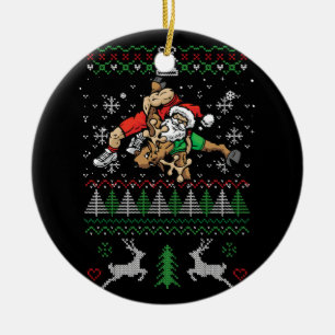 Viloläge Ugly jul Wrestler Santa Reindeer F Julgransprydnad Keramik