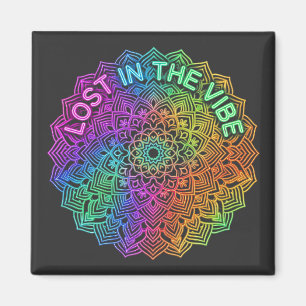 Vilse i Vibe Regnbåge Neon Mandala Grafik Magnet