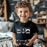 Vilt, eat-spel t shirt<br><div class="desc">Perfekt tjejer T-shirt för spelare med hård kärna är här. Den här skjortan med vägskyltssymboler för ät och strömsparläge och en datorspelkontrollant i det tredje tecknet med meddelandet: Strömsparläge, Ät och spel. Den här skjortan av funkyar är en riktig spelväxlare och kommer att vara den perfekta presenten för den spelare...</div>