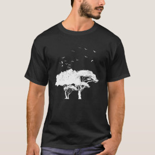 Vilt utomhus naturen Träd Flocket av fåglar före T Shirt