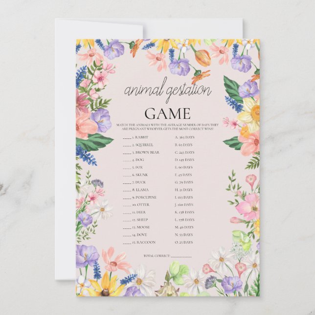 Viltkort för Gravid av jodrosdjur i Vår Inbjudningar (Framsida)