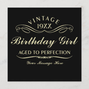 Vin Åldras till Perfection Birthday Black Inbjudan