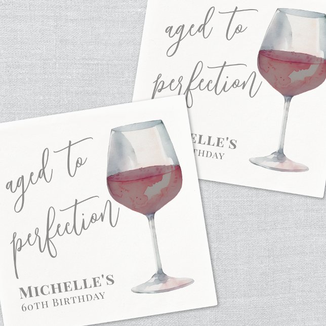 Vin Åldrat Till Perfektion Födelsedag Pappersservett (Wine Aged To Perfection Birthday Napkins)