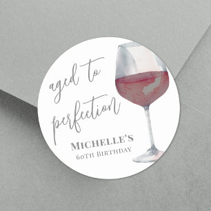 Vin Åldrat Till Perfektion Födelsedag Runt Klistermärke