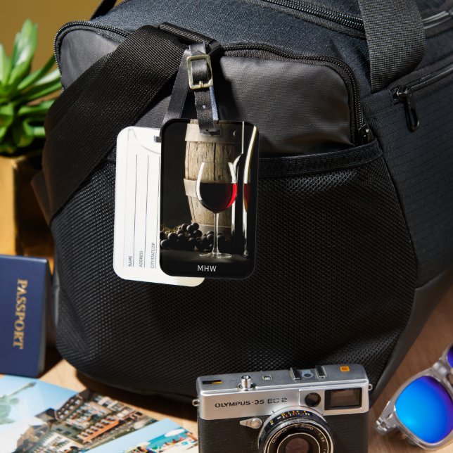 Vin Älskare anpassningsbar monogram Bagagebricka (Framsida & Baksida)