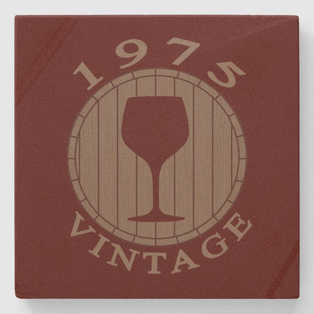 Vin Älskare födelsedag 1975 Vintage Stenunderlägg (Framsidan)