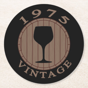 Vin Älskare födelsedag 1975 Vintage Underlägg Papper Rund