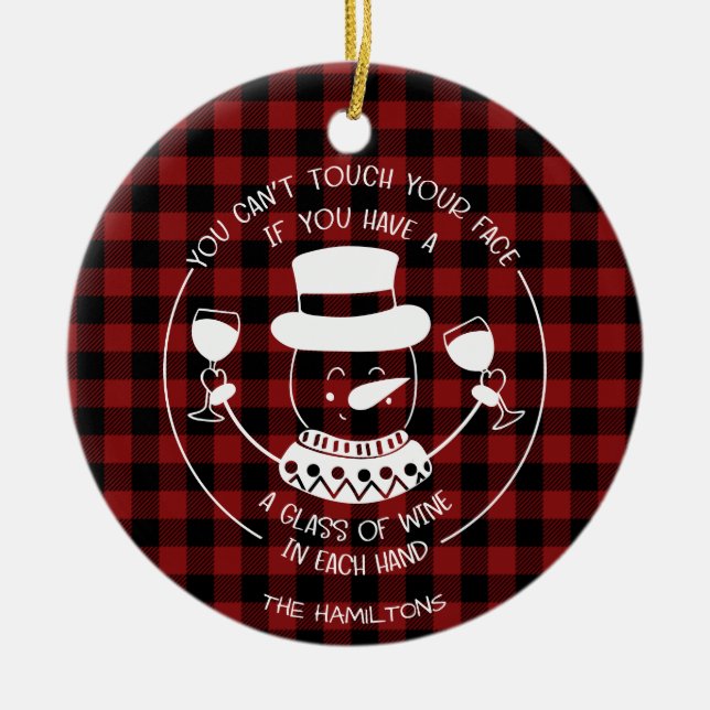 Vin Älskare Funny 2020 Covid Pandemijul Julgransprydnad Keramik (Framsidan)