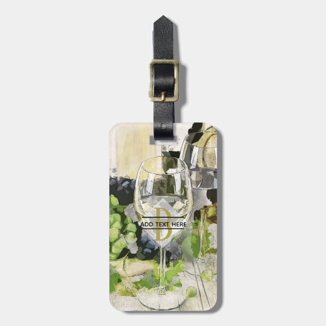 Vin Älskare-gåva - Snyggt MONOGRAM illustrerad Bagagebricka (Vertikal Framsida)